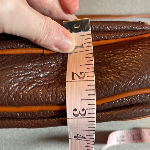 Valentina Brown & Carmel Pebbled Leather Crossbody Bag - Picture 12 of 13